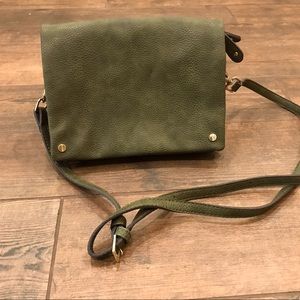 Demi Fold Over Vegan Leather Crossbody Bag, Olive